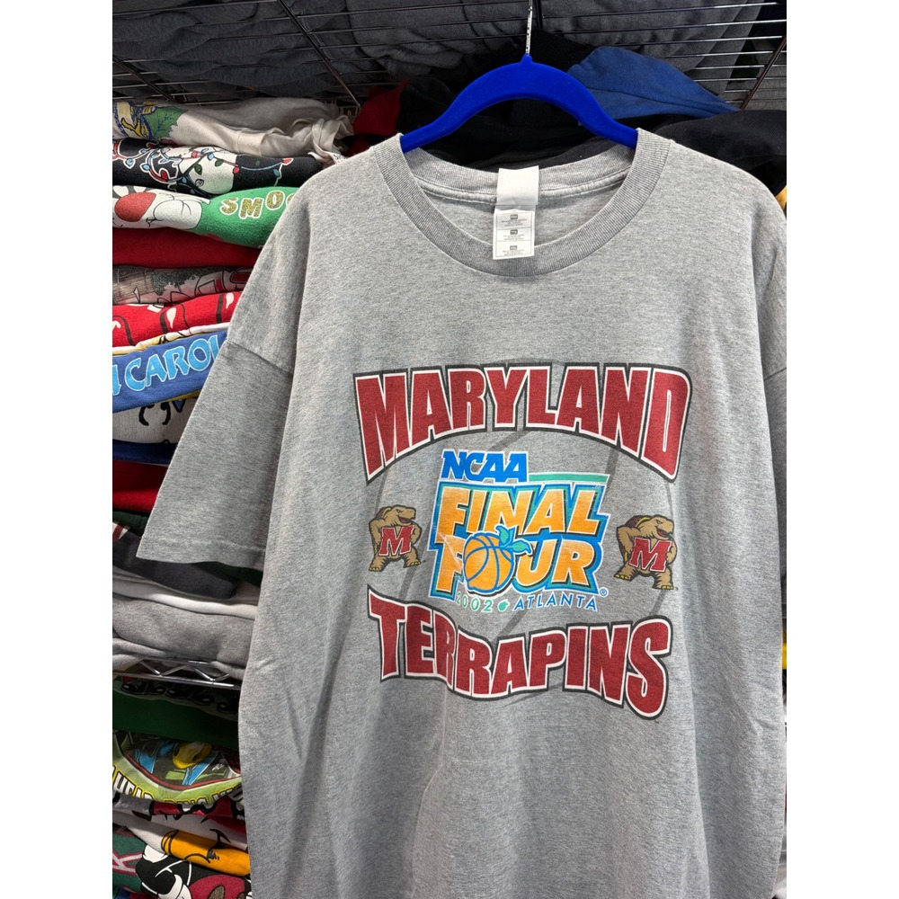 Vintage Maryland Terrapins NCAA Final Four 2002 Atlanta T-Shirt Gray XXL